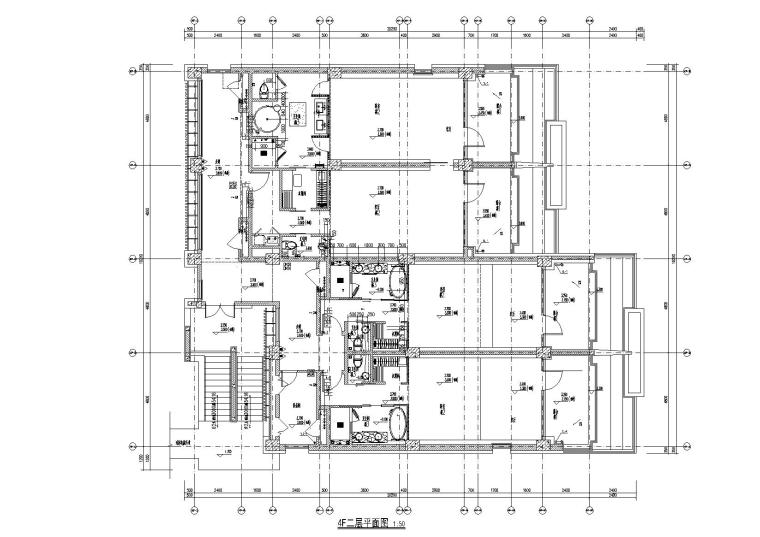 [四川]知名酒店四区（行政用房）全套施工图-二层给排水平面图