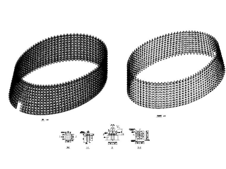 科技文化中心施工项目资料下载-[江苏]空间网格结构科技文化中心屋面结构施工图