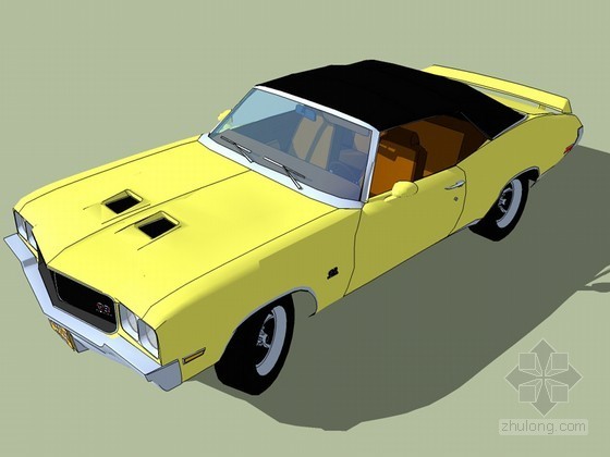 黄色跑车模型资料下载-黄色轿车SketchUp模型下载