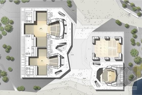 [江苏]知名省级现代风格多层大剧院竞标方案文本（国际知名事务所）-现代风格多层大剧院各层平面