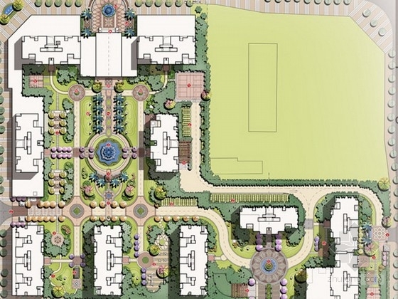 新古典风格居住小区设计资料下载-[四川]新古典主义现代浪漫居住小区景观概念设计方案