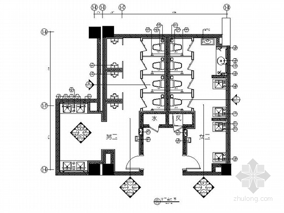 酒店公共卫生间CAD图资料下载-[福建]大酒店公共卫生间室内装修图