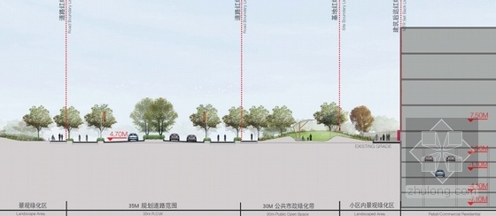 [上海]可持续型城市综合体设计方案文本-可持续型城市综合体剖面图