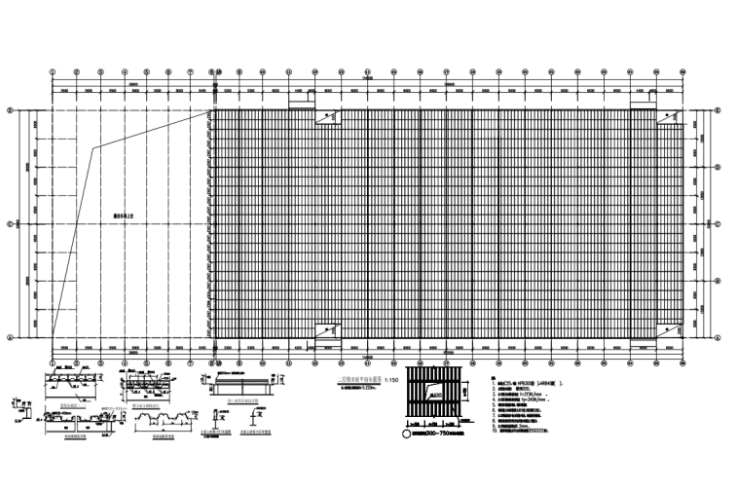 墙面檩条节点图资料下载-钢承板两层门式钢架厂房结构施工图（CAD，28张）