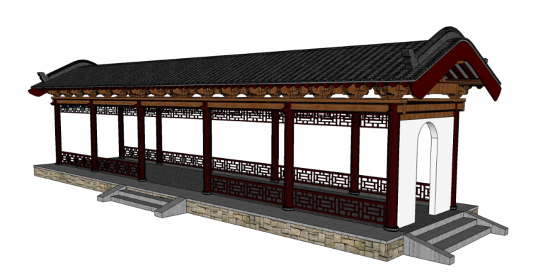 中式古典茶馆模型资料下载-古典廊架3d模型下载