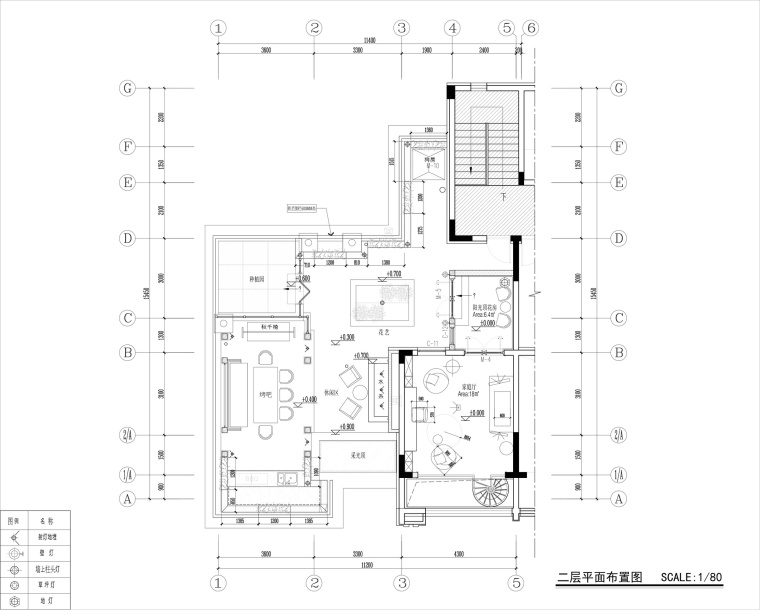 [辽宁]去海边吧—259㎡休闲度假风别墅设计施工图及效果图-二层平面布置图