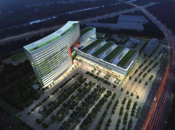 [福建]长乐市组合型现代大型医院建筑设计方案文本-鸟瞰图