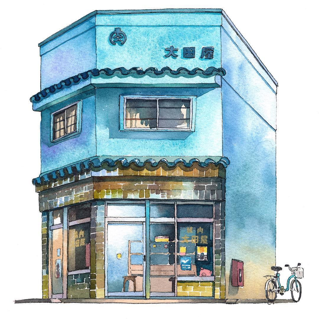 日本动画师用水彩描绘的东京街头-建筑方案-筑龙建筑设计论坛