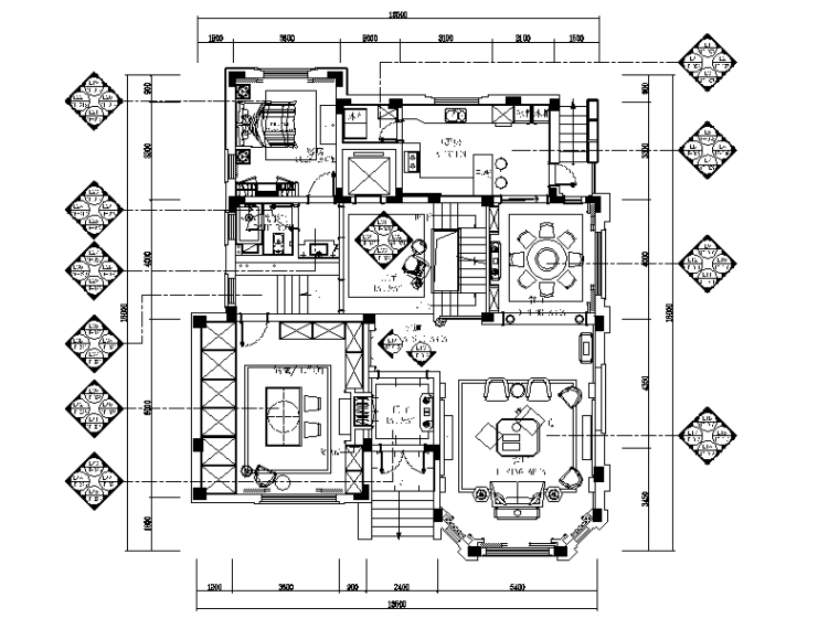 欧式图纸cad资料下载-[江苏]欧式风格别墅设计CAD施工图（含效果图）