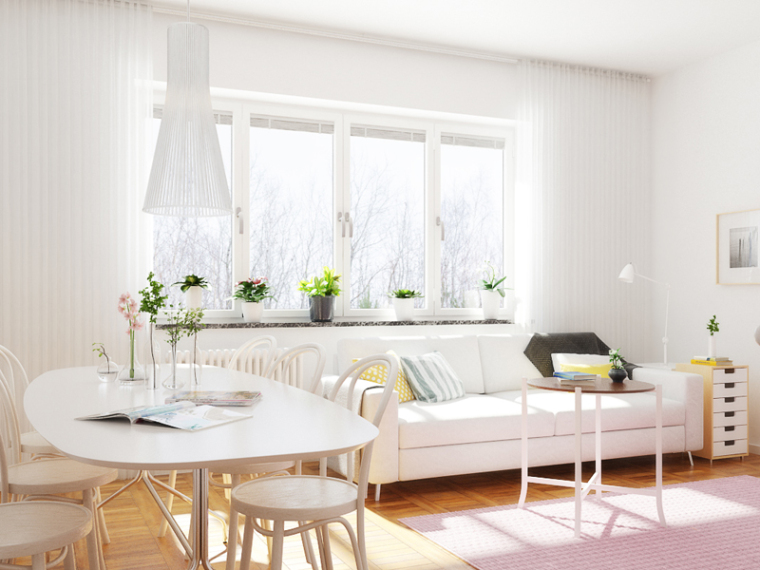 高挑而明亮的公寓资料下载-温暖明亮客厅3D模型下载