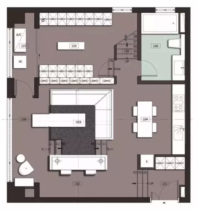 巧用下沉式设计，60㎡单层小宅也能装出200㎡的超大Loft_5