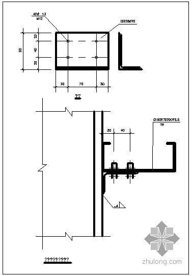 构造柱和腰梁方案资料下载-某刚架柱与墙梁连接节点构造详图