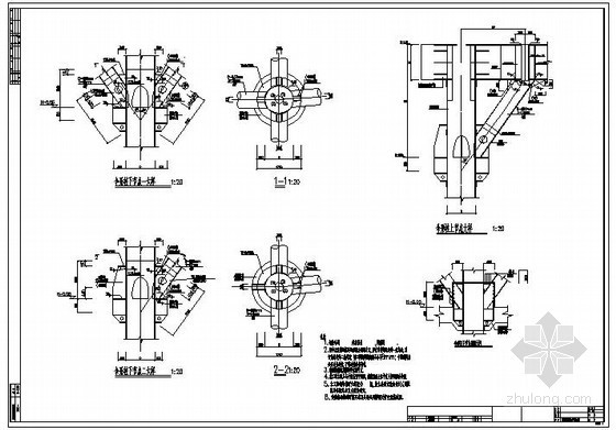转换层节点cad图纸资料下载-某转换层伞形结构节点大样