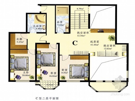 一套复式楼的CAD施工图资料下载-某复式楼设计方案图集