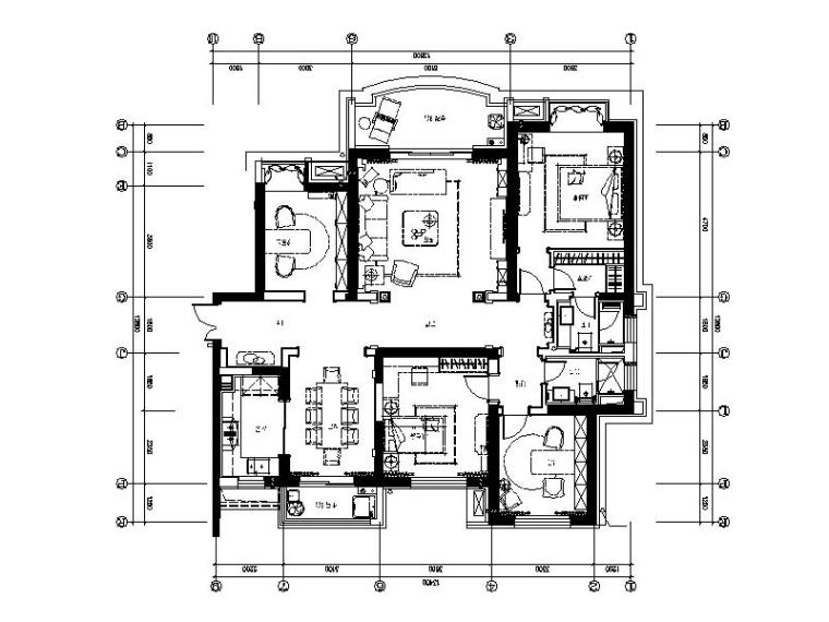 法式风格室内设计ppt资料下载-[合肥]唯美浪漫法式样板房室内设计施工图（含效果图）