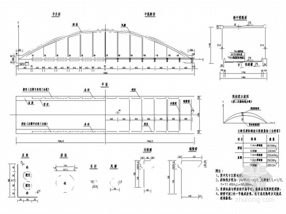 系杆拱桥梁资料下载-双向四车道20mT梁+70m系杆拱桥全套施工图（66张 知名大院）