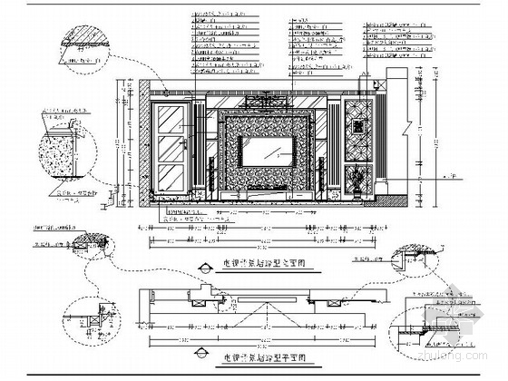 简欧唯美室内空间施工图立面图 