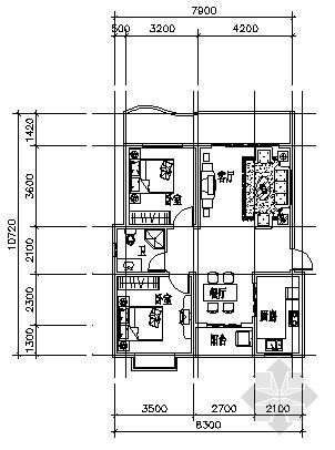 两室两厅一卫一厨装修图资料下载-两室两厅一厨一卫80平方米