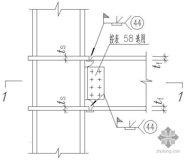 箱形截面梁节点资料下载-某箱形截面柱的刚性连接节点构造详图(一)