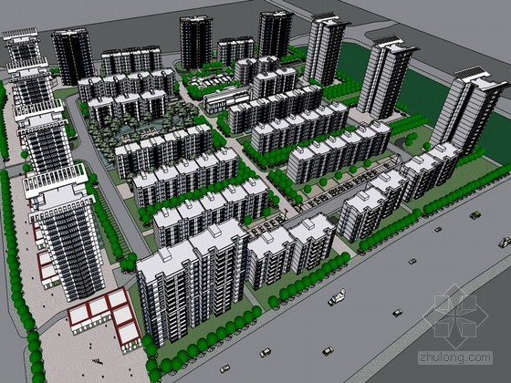 商业住宅区区规划资料下载-住宅区规划SketchUp模型下载