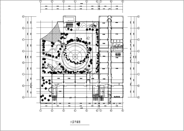 现代高层商住综合楼建筑设计施工图CAD-现代高层商住综合楼建筑设计商业部分平面图