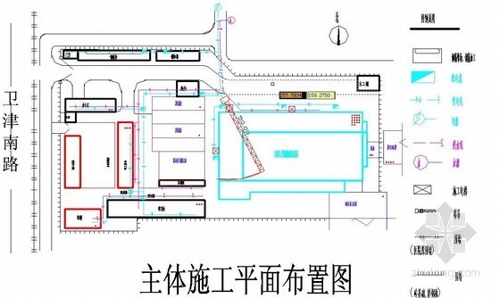 儿科住院平面图资料下载-[天津]医院住院楼施工平面布置图（主体、装饰）