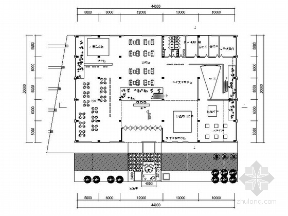 两层递增型售楼中心建筑方案图-两层递增型售楼中心建筑首层平面图 