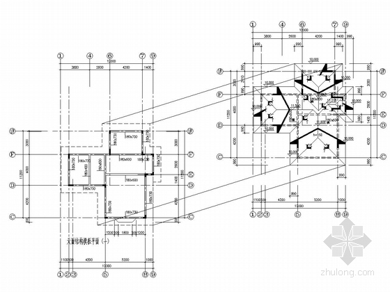 [广东]二层框架结构别墅结构施工图（含建施、附结算）-天面结构模板平面图