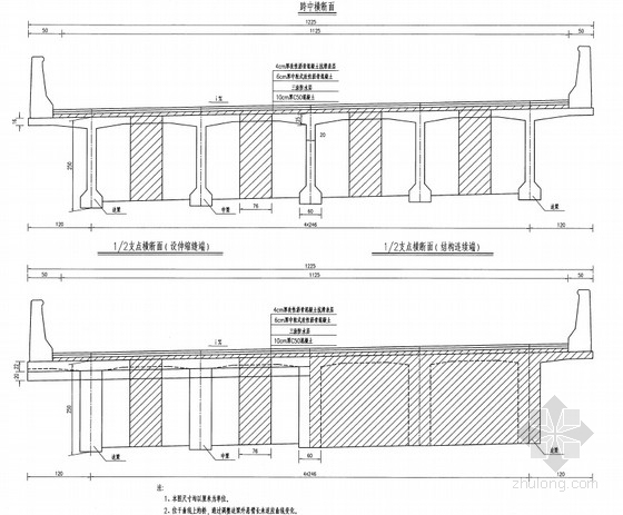 连续梁上部结构图纸资料下载-40m装配式预应力混凝土连续T梁上部构造通用图（87页 新规范）