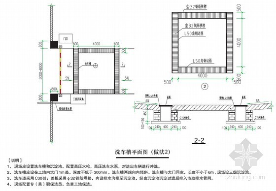 建筑工程施工现场安全文明施工标准化图册（84页）-洗车槽平面图 