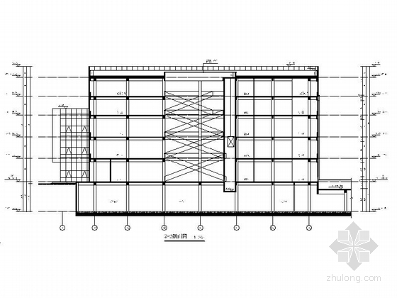 [成都]现代多层幕墙式商业建筑施工图-现代多层幕墙式商业剖面图