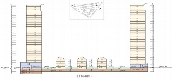 [浙江]法式风格高层住宅楼建筑设计方案文本（含CAD）-法式风格高层住宅楼建筑剖面图