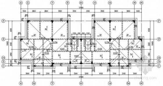 四坡屋面配筋资料下载-四联排上山框架结构别墅结构施工图(2012新图纸,4层坡屋面)