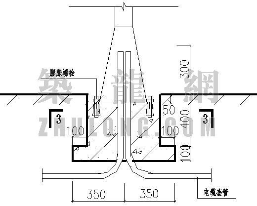 轨道灯节点大样资料下载-庭园灯基础大样图