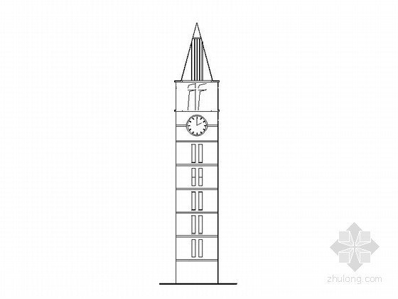 钟楼建筑设计资料下载-[重庆]某星光学校七层钟楼建筑初步图