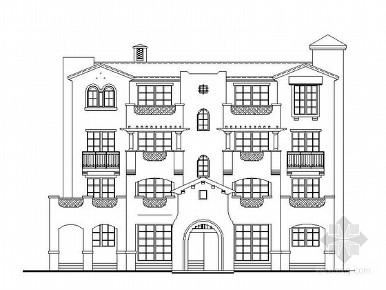 重庆洋房户型资料下载-[重庆]某四层西班牙式BG型花园洋房建筑施工图（含建筑节能模型）