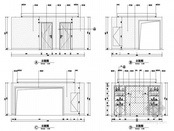 [宁夏]农业机关综合服务中心现代办公空间装修施工图（含水电图）立面图