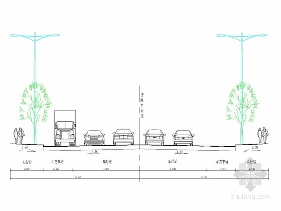 人行步道道路施工图资料下载-[重庆]城市次干道道路施工图设计20张