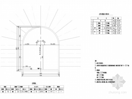 [云南]铁路隧道无轨运输斜井设计图67张（知名大院）-无轨单车道运输斜井I&V级围岩锚喷衬砌I型断面图 