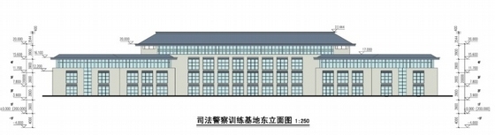 [山东]某中式四层行政办公楼方案设计文本（含PPT）-训练中心立面图