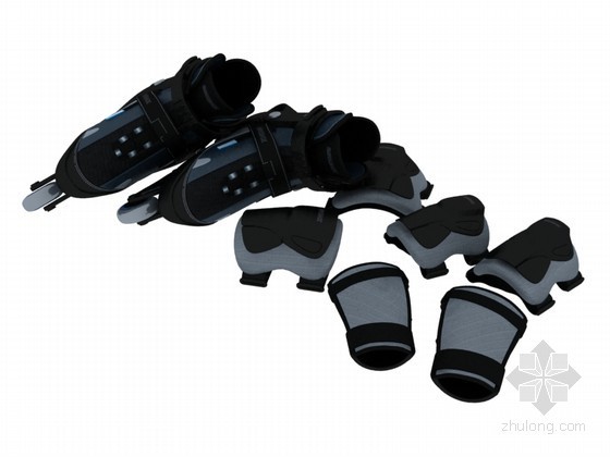 单头斗胆灯3d模型资料下载-单排轮滑鞋3D模型下载