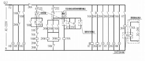 双速风机接线图原理图资料下载-排风排烟双速风机控制原理图