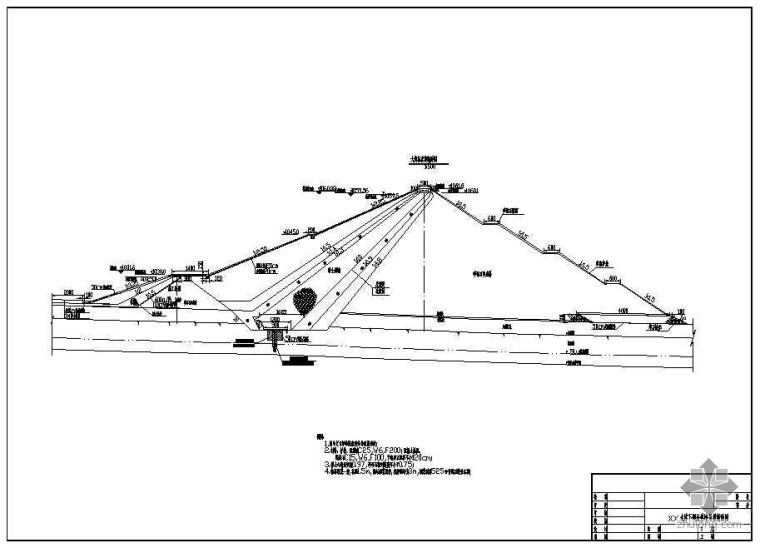 16米宽道路横断面图资料下载-新疆某水库土石坝横断面图