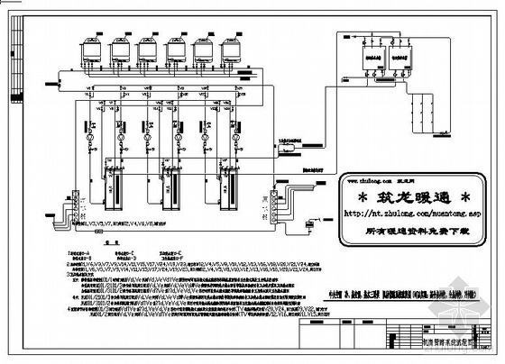 中央空调热水三联供系统资料下载-中央空调三联供机房管路系统图