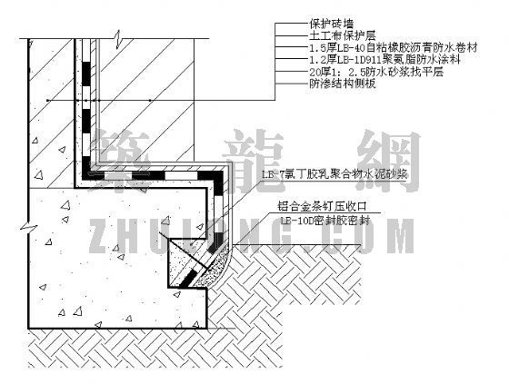 基坑侧壁资料下载-侧壁迎水面与垫层交接处大样图