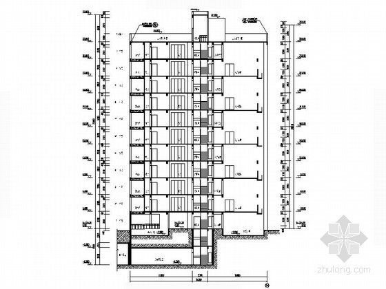 某十一层连塔住宅建筑施工图-剖面 