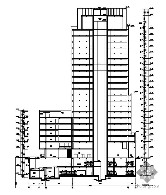 [深圳市福田中心区]某高层商务中心大厦建筑施工套图（骑楼、修改单、另有配套营销中心图纸）- 