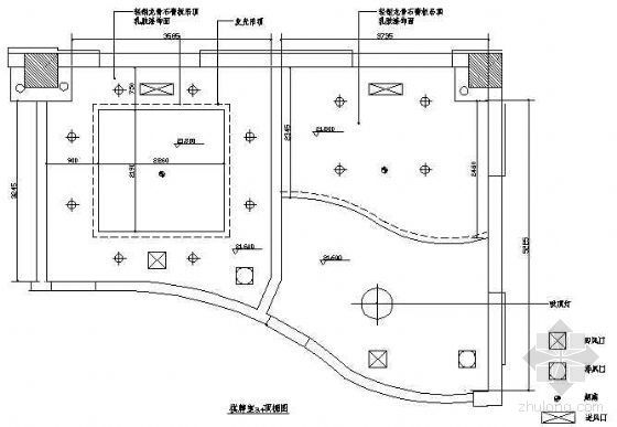 文化图书室平面图资料下载-棋牌室顶棚平面图1