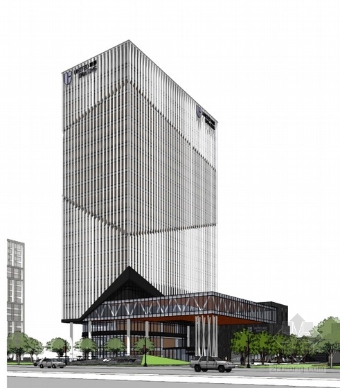 [上海]24层现代风格医疗科技基地办公塔楼建筑设计方案文本-24层现代风格医疗科技基地办公塔楼建筑效果图 