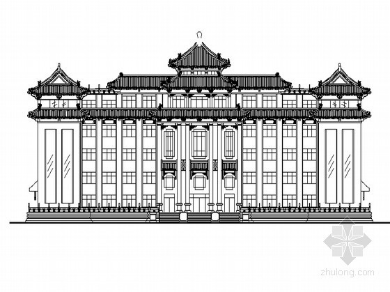 仿古厕所图纸资料下载-某五层仿古办公楼建筑施工图